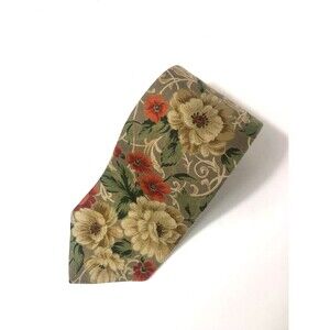 Vintage Gant Neck Tie X-Long Floral Earth Tones 100% Cotton Exec CEO Made in USA